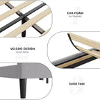 Letto con base imbottita in velluto grigio chiaro con testiera ad ali laterali, Queen/King, per 1-2 utenti