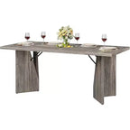 Tavolo da pranzo rettangolare per 6 persone, stile rustico, colore marrone/grigio