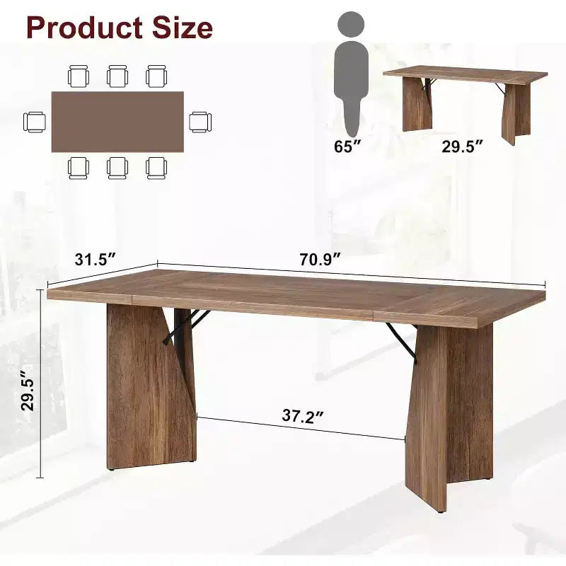 Tavolo da pranzo rettangolare per 6 persone, stile rustico, colore marrone/grigio
