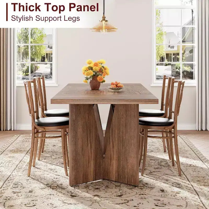 Tavolo da pranzo rettangolare per 6 persone, stile rustico, colore marrone/grigio