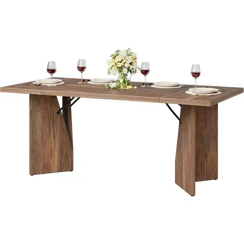Tavolo da pranzo rettangolare per 6 persone, stile rustico, colore marrone/grigio