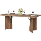 Tavolo da pranzo rettangolare per 6 persone, stile rustico, colore marrone/grigio
