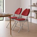 Sedia Pieghevole Imbottita in Tessuto Beige / Grigio Scuro / Rosso Scuro, Struttura in Metallo, Senza Braccioli, 1 Posto, Confezione da 2/4/6