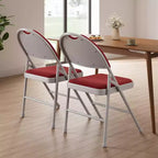 Sedia Pieghevole Imbottita in Tessuto Beige / Grigio Scuro / Rosso Scuro, Struttura in Metallo, Senza Braccioli, 1 Posto, Confezione da 2/4/6