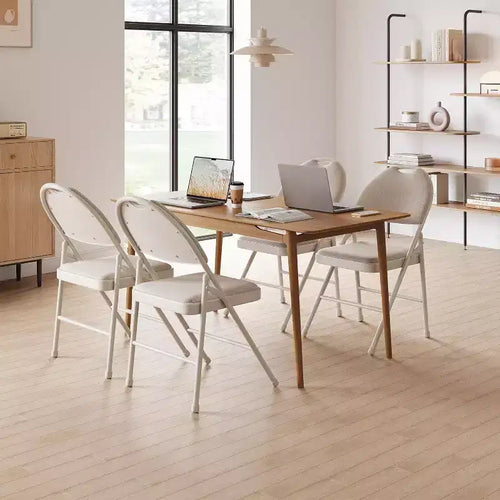 Sedia Pieghevole Imbottita in Tessuto Beige / Grigio Scuro / Rosso Scuro, Struttura in Metallo, Senza Braccioli, 1 Posto, Confezione da 2/4/6