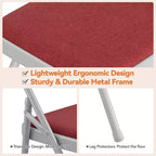 Sedia Pieghevole Imbottita in Tessuto Beige / Grigio Scuro / Rosso Scuro, Struttura in Metallo, Senza Braccioli, 1 Posto, Confezione da 2/4/6