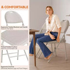 Sedia Pieghevole Imbottita in Tessuto Beige / Grigio Scuro / Rosso Scuro, Struttura in Metallo, Senza Braccioli, 1 Posto, Confezione da 2/4/6