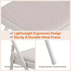 Sedia Pieghevole Imbottita in Tessuto Beige / Grigio Scuro / Rosso Scuro, Struttura in Metallo, Senza Braccioli, 1 Posto, Confezione da 2/4/6