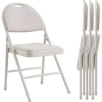 Sedia Pieghevole Imbottita in Tessuto Beige / Grigio Scuro / Rosso Scuro, Struttura in Metallo, Senza Braccioli, 1 Posto, Confezione da 2/4/6