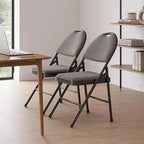 Sedia Pieghevole Imbottita in Tessuto Beige / Grigio Scuro / Rosso Scuro, Struttura in Metallo, Senza Braccioli, 1 Posto, Confezione da 2/4/6