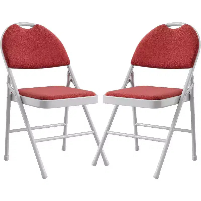 Sedia Pieghevole Imbottita in Tessuto Beige / Grigio Scuro / Rosso Scuro, Struttura in Metallo, Senza Braccioli, 1 Posto, Confezione da 2/4/6