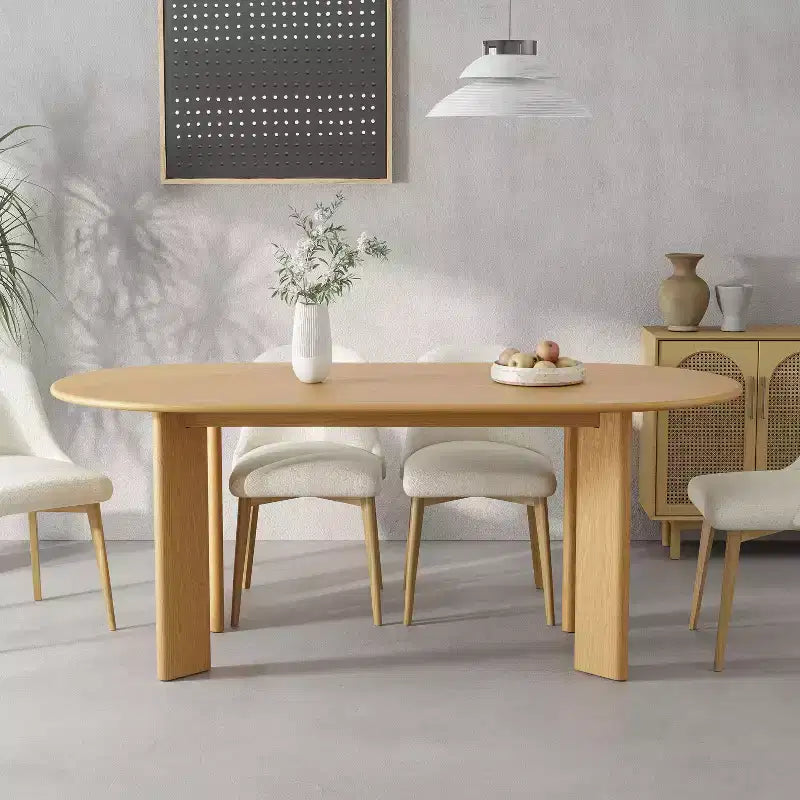 PexFix 67 x 33.5 Oak Solid Wood Farmhouse Dining Table Oval Wood Top for Modern Dining Rooms & Family Gatherings