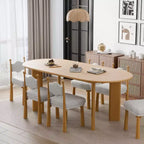 Tavolo da pranzo ovale in legno giallo, a 4 gambe, per 6 persone