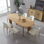 Tavolo da pranzo ovale in legno giallo, a 4 gambe, per 6 persone