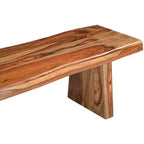 Panca da pranzo in legno massello con bordo naturale marrone, 3 posti