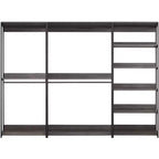 HomeStock 77.7 in.H x 111 in.W Black Wood Composite Closet System for Universal Storage with Storage Bins