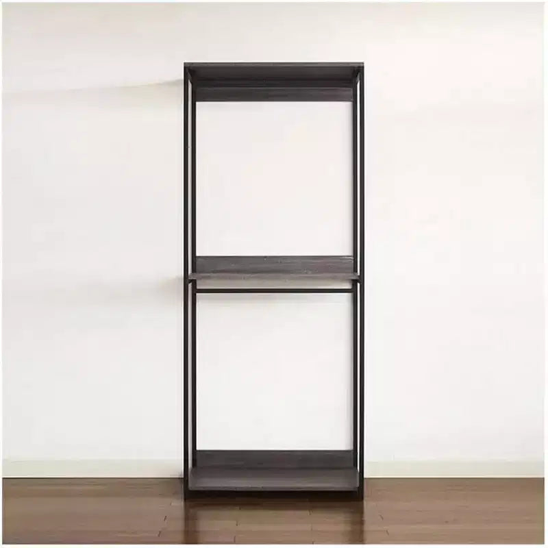 Cabina Armadio in Legno Composito Nero con Cesti Contenitore, 1 Persona, 197.3 cm A x 281.9 cm L