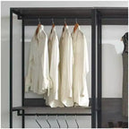 Cabina Armadio in Legno Composito Nero con Cesti Contenitore, 1 Persona, 197.3 cm A x 281.9 cm L