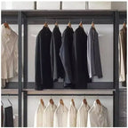 Cabina Armadio in Legno Composito Nero con Cesti Contenitore, 1 Persona, 197.3 cm A x 281.9 cm L