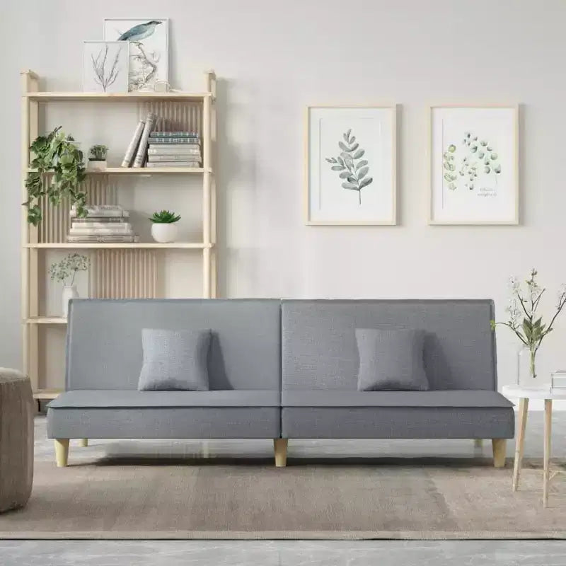 Divano letto convertibile biposto grigio chiaro
