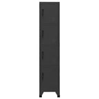 vidaXL Locker Cabinet | Steel | Anthracite | 15x17.7x70.9 | 4 Lockable Doors | Name Tag Holders | Office, School, Gym Storage Solution
