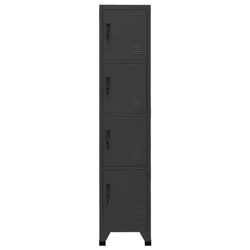 vidaXL Locker Cabinet | Steel | Anthracite | 15x17.7x70.9 | 4 Lockable Doors | Name Tag Holders | Office, School, Gym Storage Solution