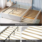 Letto estraibile imbottito grigio, struttura a piattaforma per materasso singolo/matrimoniale, due posti letto