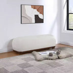 Panca in tessuto ciniglia nera/crema, stile moderno di metà secolo, 2–3 posti