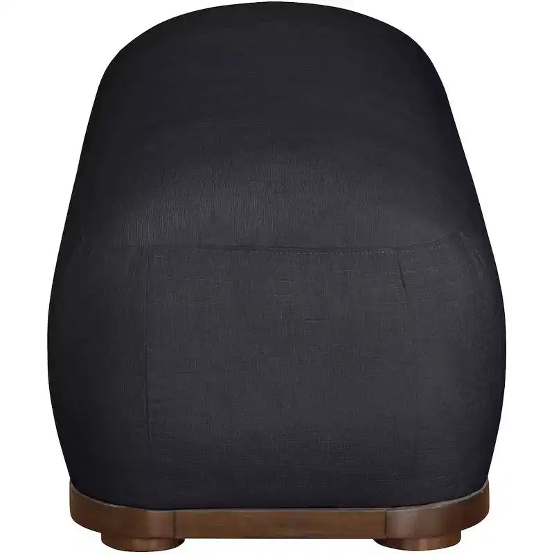 Panca in tessuto ciniglia nera/crema, stile moderno di metà secolo, 2–3 posti