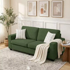 Divano a 2 posti in velluto a coste beige/verde/grigio/rosso arancio, moderno con braccioli larghi