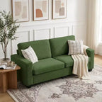 Divano a 2 posti in velluto a coste beige/verde/grigio/rosso arancio, moderno con braccioli larghi