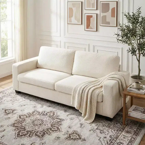 Divano a 2 posti in velluto a coste beige/verde/grigio/rosso arancio, moderno con braccioli larghi