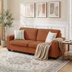 Divano a 2 posti in velluto a coste beige/verde/grigio/rosso arancio, moderno con braccioli larghi