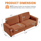 Divano a 2 posti in velluto a coste beige/verde/grigio/rosso arancio, moderno con braccioli larghi