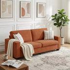 Divano a 2 posti in velluto a coste beige/verde/grigio/rosso arancio, moderno con braccioli larghi