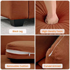 Divano a 2 posti in velluto a coste beige/verde/grigio/rosso arancio, moderno con braccioli larghi