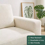 Divano a 2 posti in velluto a coste beige/verde/grigio/rosso arancio, moderno con braccioli larghi
