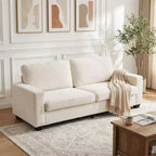 Divano a 2 posti in velluto a coste beige/verde/grigio/rosso arancio, moderno con braccioli larghi