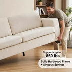 Divano a 2 posti in velluto a coste beige/verde/grigio/rosso arancio, moderno con braccioli larghi