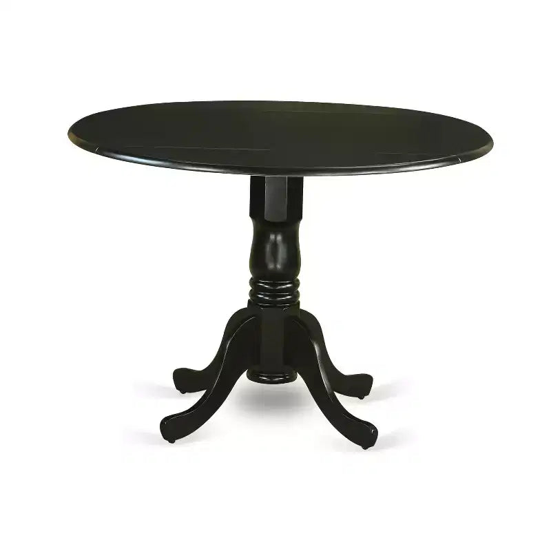 Set tavolo da pranzo rotondo con ante a ribalta, nero/rovere, 3 pezzi, 2 posti a sedere