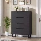 4 Dresser For Bedroom, 41.5 Tall Dresser, Freestanding Vertical Drawer Cabinet With Storage, Wooden Closet Storage Chest For Living Room