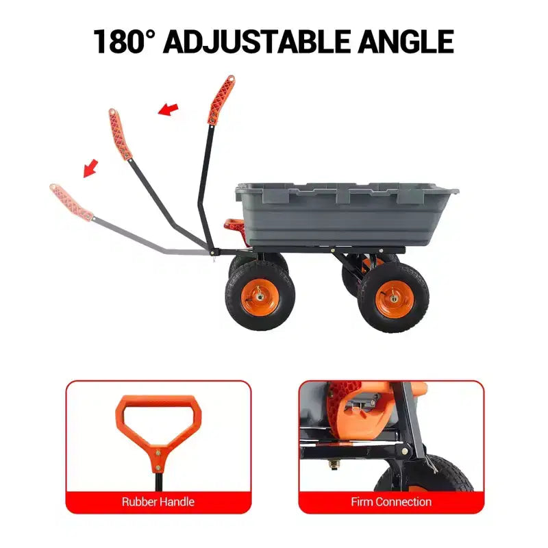 Carrello ribaltabile a 4 ruote grigio, capacità 360 kg, per 1 persona