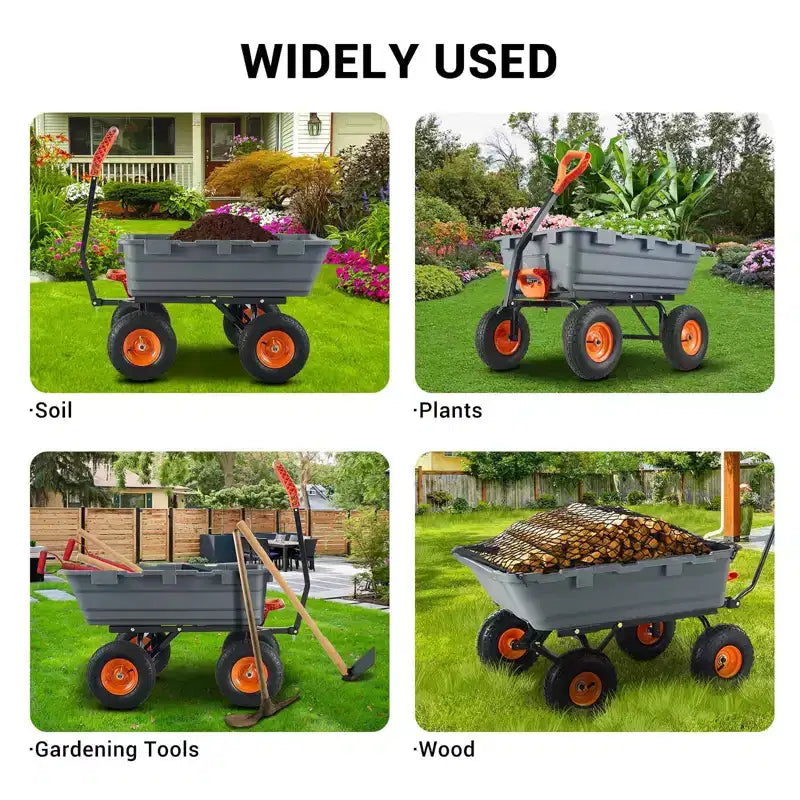 Carrello ribaltabile a 4 ruote grigio, capacità 360 kg, per 1 persona