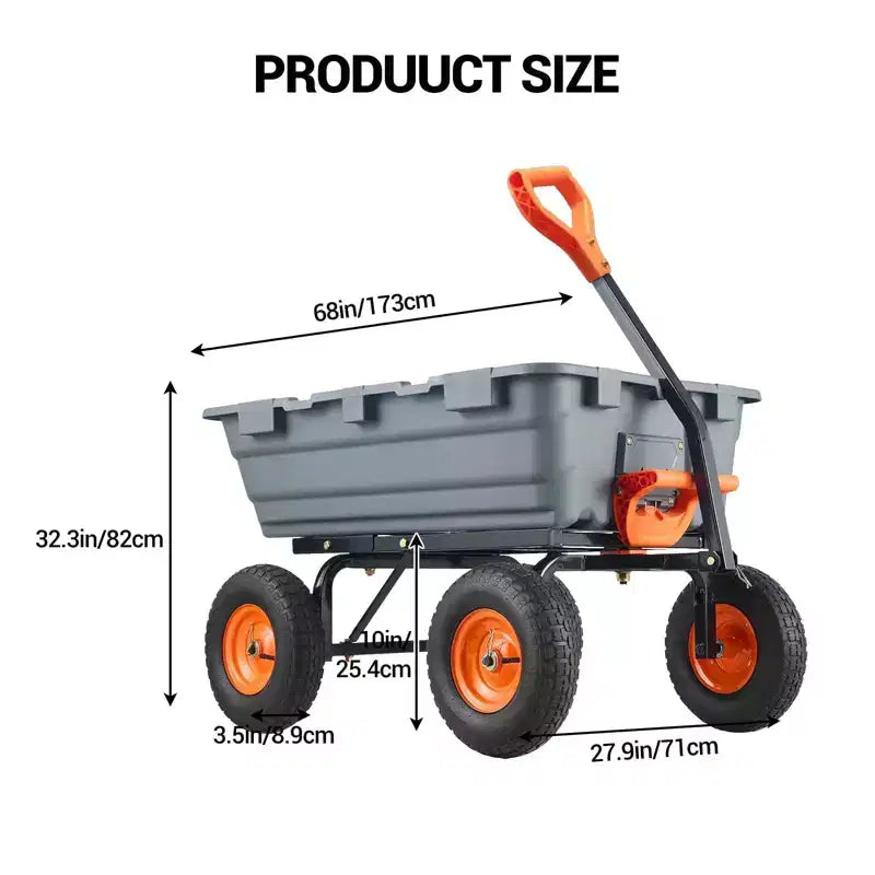 Carrello ribaltabile a 4 ruote grigio, capacità 360 kg, per 1 persona