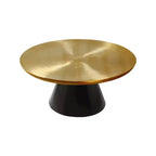 Tavolino da caffè rotondo in ferro nero e oro, stile contemporaneo