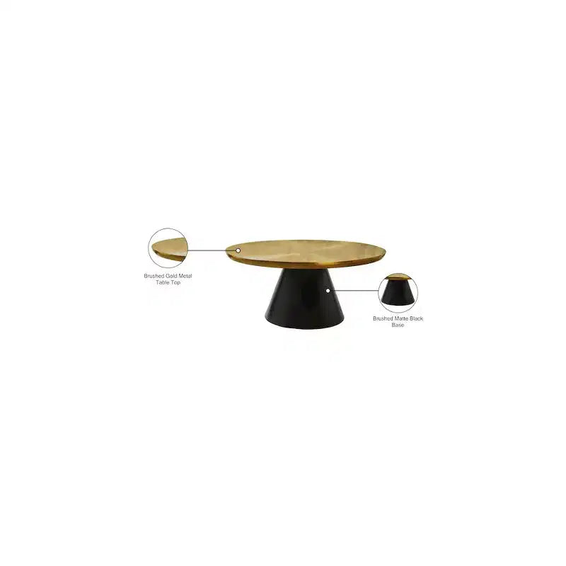Tavolino da caffè rotondo in ferro nero e oro, stile contemporaneo