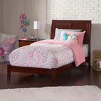 Testiera a slitta freestanding Twin XL in noce con telaio letto, 1 persona
