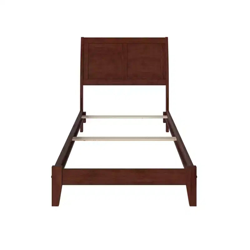 Testiera a slitta freestanding Twin XL in noce con telaio letto, 1 persona
