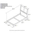 Testiera a slitta freestanding Twin XL in noce con telaio letto, 1 persona
