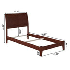 Testiera a slitta freestanding Twin XL in noce con telaio letto, 1 persona